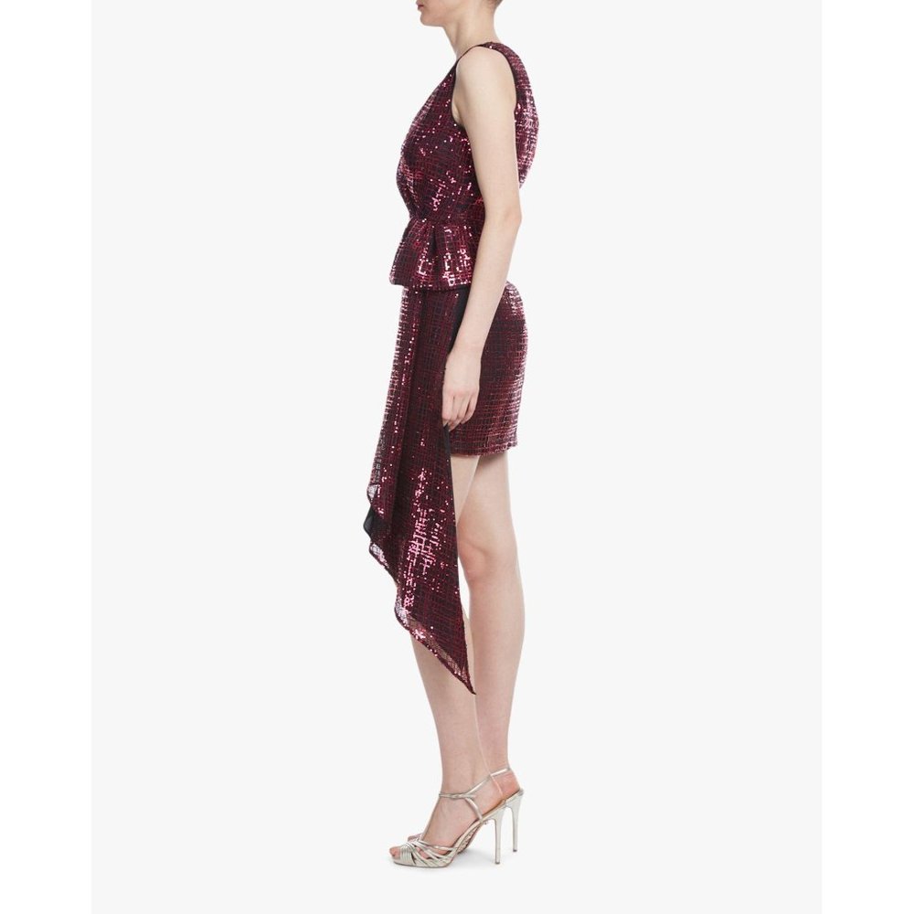 One33 Social Sequin Side Bow Dress in Fuchsia 0 8 - Picture 2 of 12